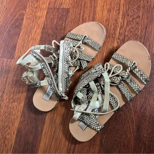 Steve Madden Gold Snake Print Gladiator Flats